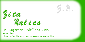 zita malics business card